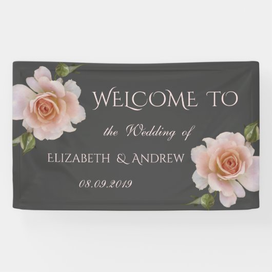 Elegante schicke Rose Hochzeitsbanner Banner (Horizontal)