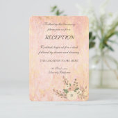 Elegante schicke Rose Marmorflora Hochzeitsempfang Einladung (Stehend Vorderseite)