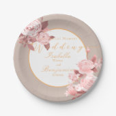 Elegante schicke Rose Wedding White Pappteller (Vorderseite)