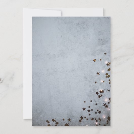 Elegante schicke rustikale graue Sterne Lichter We Einladung (Rückseite)
