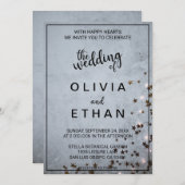 Elegante schicke rustikale graue Sterne Lichter We Einladung (Vorne/Hinten)