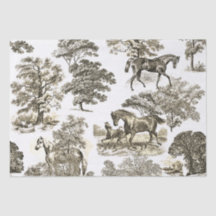 Elegante schicke Rustikale Pferde Beige Toile