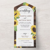 Elegante schicke rustikale Sonnenblumenhochzeit All In One Einladung (Innen Boden)