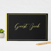 Elegante schicke Schwarz-Gelb-Typografie Hochzeit Gästebuch