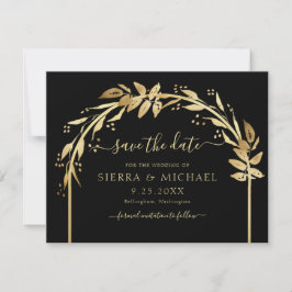 Elegante, schicke Schwarz Golden Foliage Save The Date