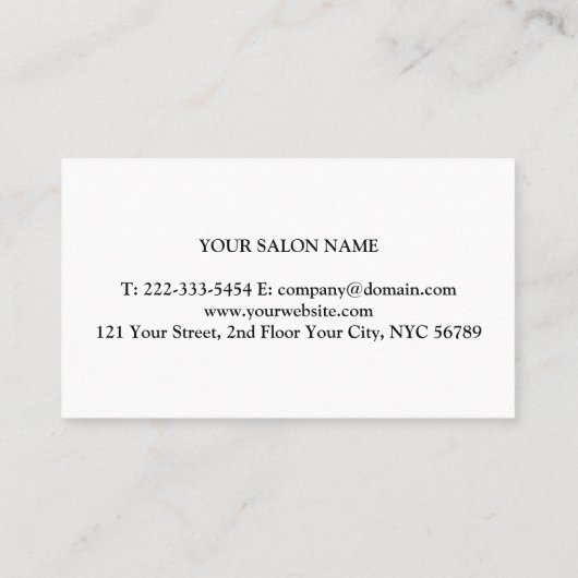 Elegante schicke Schwarz-Weiß-Haar-Stylist-Scheren Visitenkarte (Rückseite)
