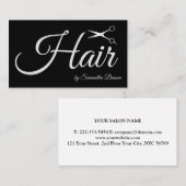 Elegante schicke Schwarz-Weiß-Haar-Stylist-Scheren Visitenkarte (Vorne/Hinten)