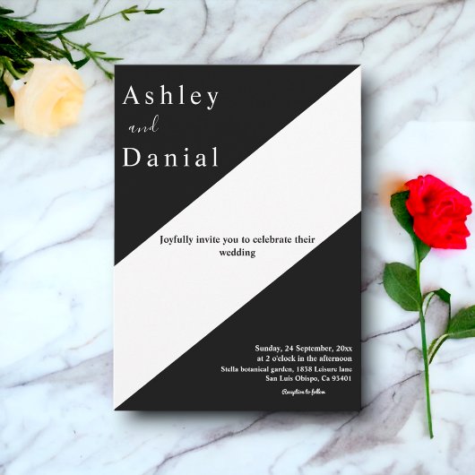 Elegante, schicke Schwarz-Weiß-Moderne einfache Ho Einladung