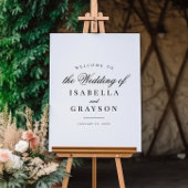 Elegante, schicke Schwarz-weiße Hochzeit Begrüßung Poster