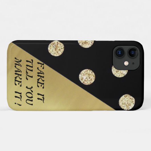 Elegante schicke, schwarze Gold Punkte Motivierend Case-Mate iPhone Hülle (Rückseite (Horizontal))