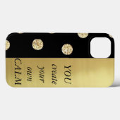 Elegante schicke, schwarze Gold Punkte Motivierend Case-Mate iPhone Hülle (Rückseite (Horizontal))