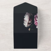 Elegante schicke schwarze romantische Rose Hochzei All In One Einladung (Außenbereich)