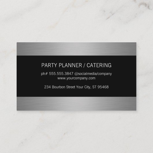 Elegante schicke Silberstreifen Visitenkarte (Rückseite)