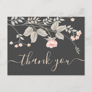 Elegante, schicke Wasserfarbe Florale Dankeskarten Postkarte