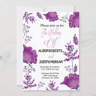 Elegante schicke Wasserfarbe Lila Royal Wedding Ca Einladung