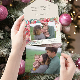 Elegante, schicke Wasserfarben-Weihnachtsstern-Bot All In One Einladung