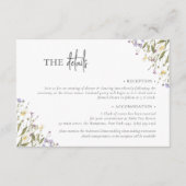 Elegante schicke Wildblume Hochzeitsunterkunft Begleitkarte (Vorderseite)
