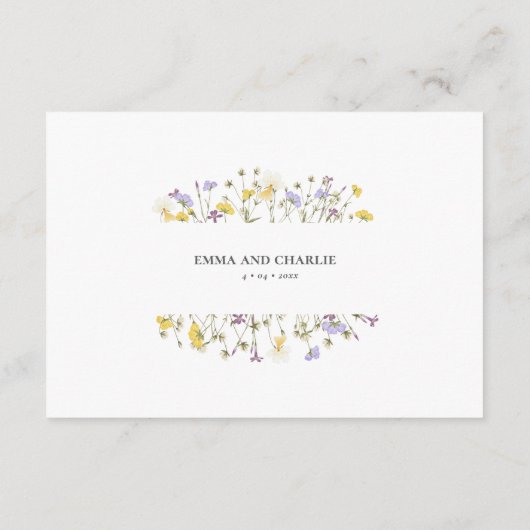 Elegante schicke Wildblume Hochzeitsunterkunft Begleitkarte (Rückseite)