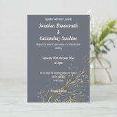 ELEGANTE SCHIFFE UND GOLD GOLD LEAF WEDD EINLADUNG (Stehend Vorderseite)