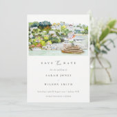 Elegante Schifffahrtsgesellschaft Luganersee Save The Date (Stehend Vorderseite)