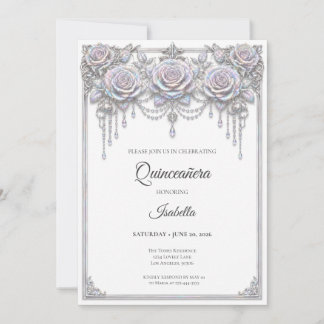 Elegante schillernde florale Quinceañera Einladung