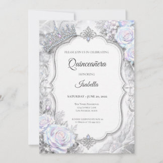 Elegante schillernde Prinzessin Quinceañera Einladung