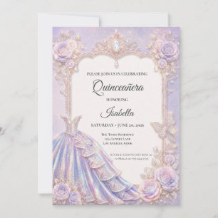 Elegante schillernde Prinzessin Quinceañera Einladung