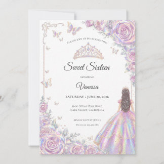 Elegante Schillernde Prinzessin Sweet 16 Einladung