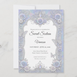 Elegante schillernde Schmetterlinge Sweet 16 Einladung