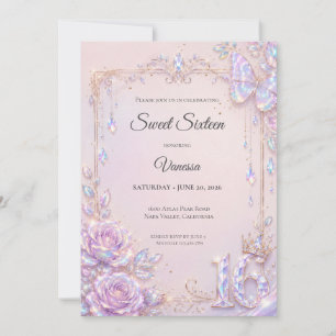 Elegante schillernde Schmetterlinge Sweet 16 Einladung