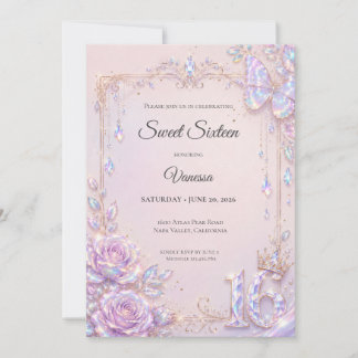 Elegante schillernde Schmetterlinge Sweet 16 Einladung