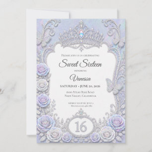 Elegante schillernde Schmetterlinge Sweet 16 Einladung