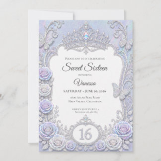 Elegante schillernde Schmetterlinge Sweet 16 Einladung