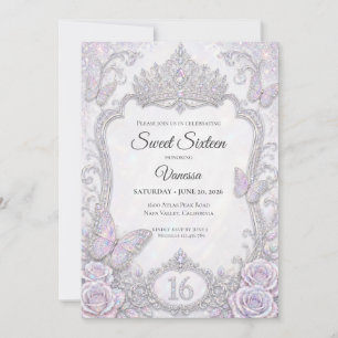 Elegante schillernde Schmetterlinge Sweet 16 Einladung