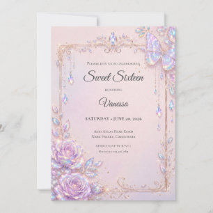 Elegante schillernde Schmetterlinge Sweet 16 Einladung
