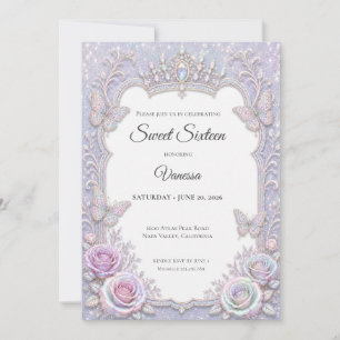 Elegante schillernde Schmetterlinge Sweet 16 Einladung