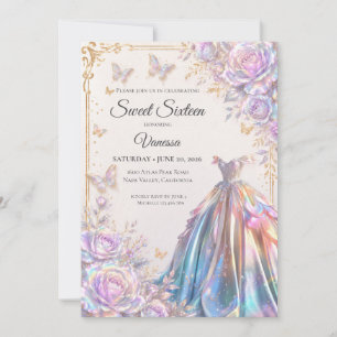 Elegante schillernde Schmetterlinge Sweet 16 Einladung