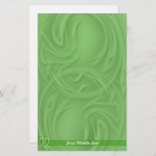 Elegante Schlaganfälle über grüne Abstrakte Person Briefpapier (Vorne/Hinten)