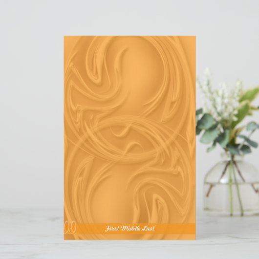 Elegante Schlaganfälle über Orange Abstrakt Person Briefpapier (Stehend Vorderseite)