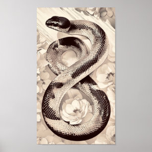 Elegante Schlange gekochte, weiche blühende Blume Poster