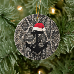 elegante Schlangenhaut nautischer ANKER + SANTA-HU Keramik Ornament