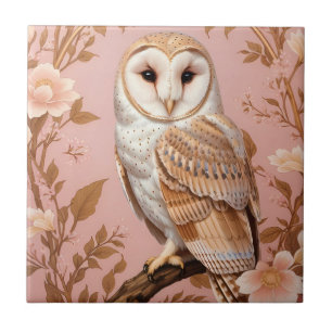 Elegante Schleiereule Rosa und Gold Blumenmuster Fliese