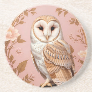 Elegante Schleiereule Rosa und Gold Blumenmuster  Getränkeuntersetzer