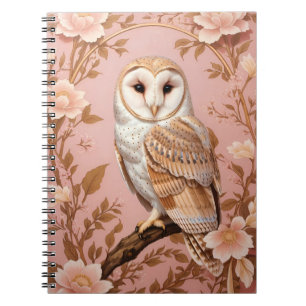 Elegante Schleiereule Rosa und Gold Floral Notizblock
