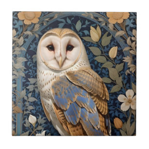 Elegante Schleiereule William Morris inspirierte B Fliese