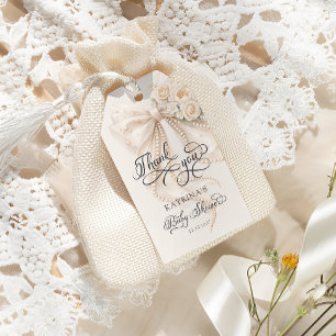 Elegante Schleife Baby Shower Danke Geschenkanhänger