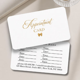Elegante Schleife Gold Weiß Salon Terminkarte