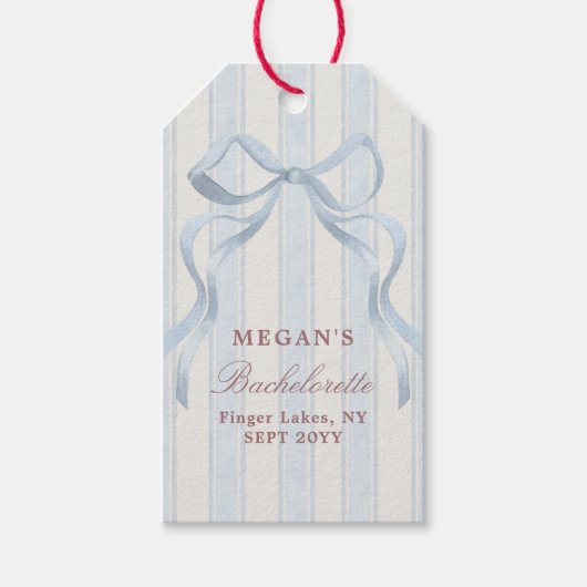 Elegante Schleife Personalisierte Junggesellinnenp Geschenkanhänger (Vorderseite)