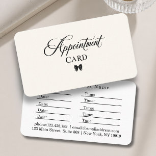 Elegante Schleife Schwarz Beige Salon Terminkarte