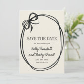Elegante Schleifen-Hochzeit Save The Date (Stehend Vorderseite)